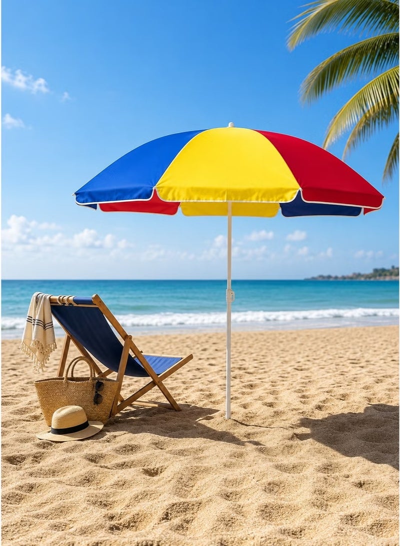 Toshionics Tropical Print Beach Umbrella, 200 cm Large Shade Canopy with UV Protection, Wind-Resistant Frame and Pointed Pole, Lightweight Portable Parasol for Beach, Pool, Patio and Picnic - Image 5