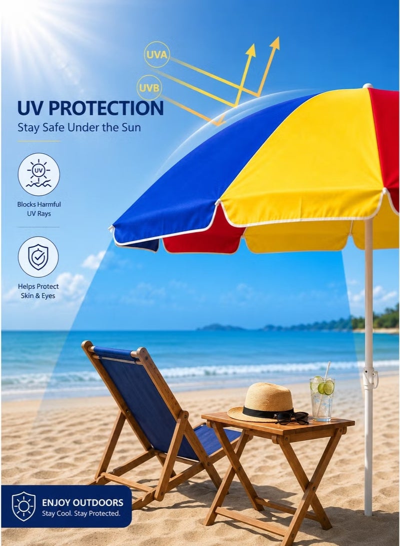 Toshionics Tropical Print Beach Umbrella, 200 cm Large Shade Canopy with UV Protection, Wind-Resistant Frame and Pointed Pole, Lightweight Portable Parasol for Beach, Pool, Patio and Picnic - Image 3