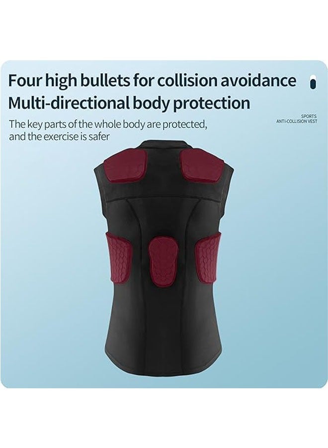 general Basketball quick-drying sports vest, goalkeeper goalkeeper anti-collision suit, padded compression shirt with ribs, shoulder pads and back pads, football training vest - Image 3