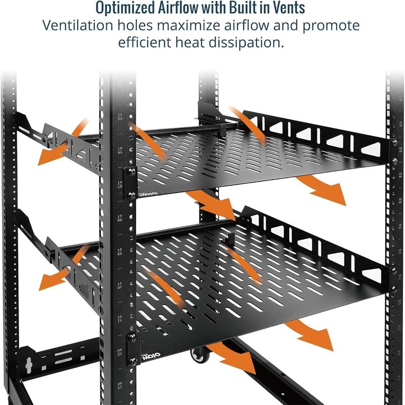 Tecmojo 1U Rack Shelf,19 inch Rack Shelf 14 inch Depth,Rack Mount Shelf with Anti-Slip Stops,Server Rack Shelf and Network Shelf for 19 in Equipments, 110lbs Capacity of Vented 1U Shelf,No Lip(2 Pack) - Image 4