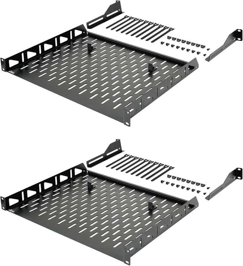 Tecmojo 1U Rack Shelf,19 inch Rack Shelf 14 inch Depth,Rack Mount Shelf with Anti-Slip Stops,Server Rack Shelf and Network Shelf for 19 in Equipments, 110lbs Capacity of Vented 1U Shelf,No Lip(2 Pack) - Image 1