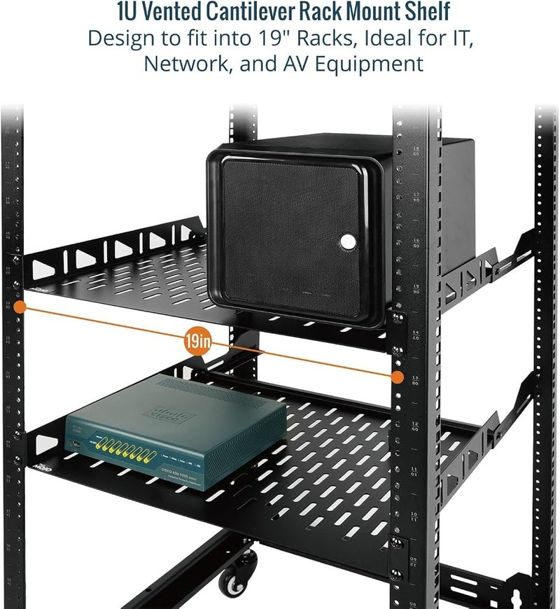 Tecmojo 1U Rack Shelf,19 inch Rack Shelf 14 inch Depth,Rack Mount Shelf with Anti-Slip Stops,Server Rack Shelf and Network Shelf for 19 in Equipments, 110lbs Capacity of Vented 1U Shelf,No Lip(2 Pack) - Image 5