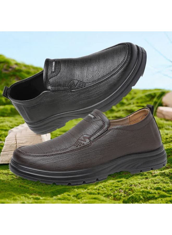 Anglerfish Chunqiu Old Beijing Men's Breathable Business Casual Soft Sole Faux Leather Shoes Dad Shoes A5038 Coffee Color Size 39 - Image 2