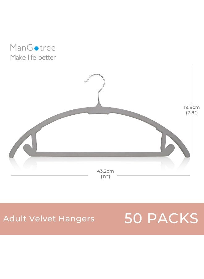 ManGotree 17.6'' Velvet Clothes Hangers, Non-Slip Rounded Felt Hangers, Sturdy & Space-Saving Suit Hangers For Sweaters, Pants, Dresses, Skirts, Coats (Grey, 10 Pack) - Image 2