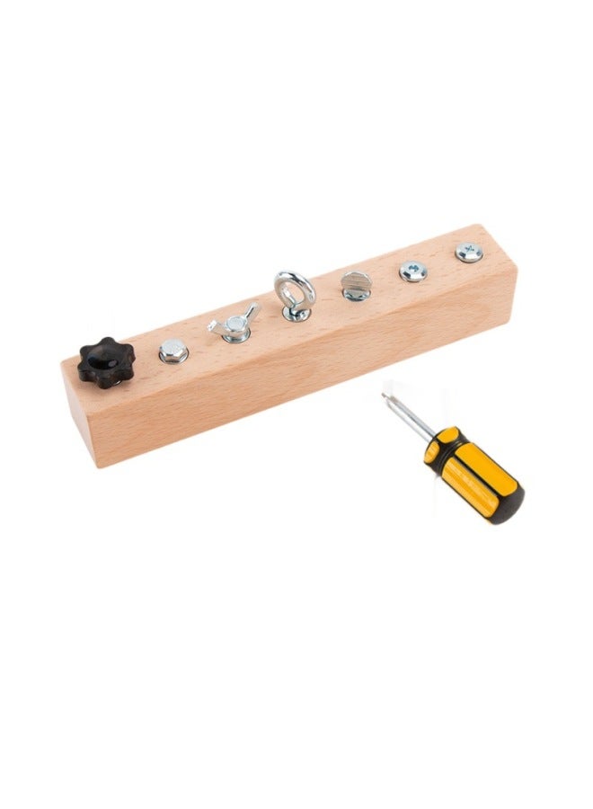 Early Education Screw Combination Assembly And Disassembly Toy Hand-eye Coordination Training Busy Board Screw Children's Wooden Toys-Color:Screw Toys-Specifications:22*6.5*4cm  - Image 1