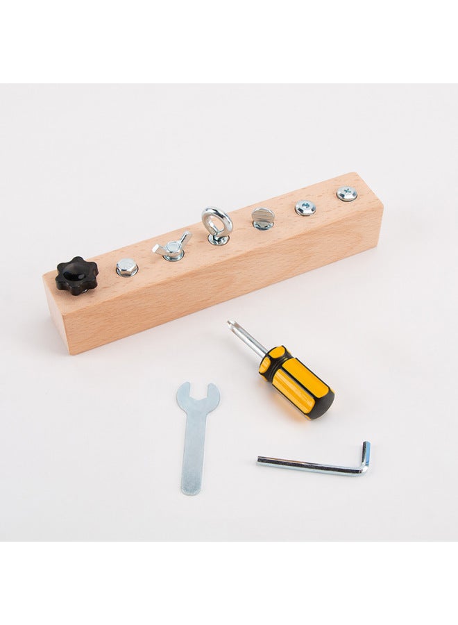 Early Education Screw Combination Assembly And Disassembly Toy Hand-eye Coordination Training Busy Board Screw Children's Wooden Toys-Color:Screw Toys-Specifications:22*6.5*4cm  - Image 3