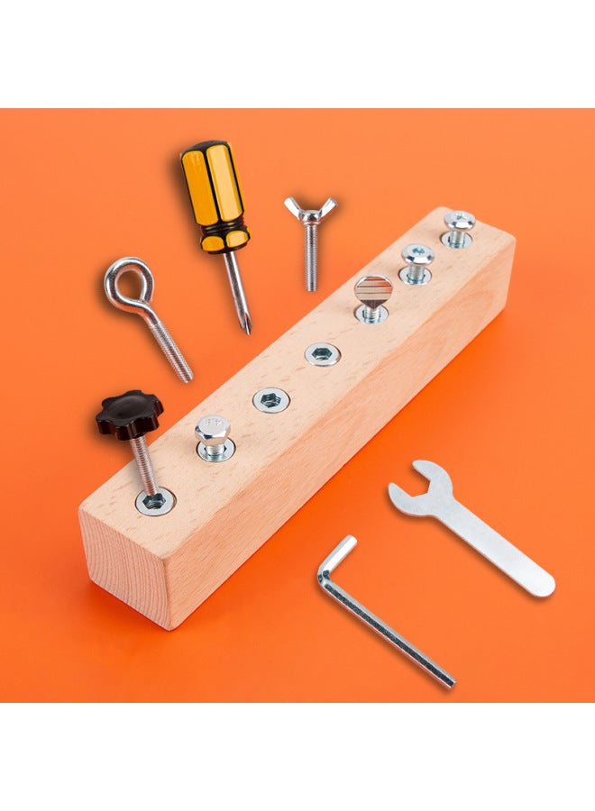 Early Education Screw Combination Assembly And Disassembly Toy Hand-eye Coordination Training Busy Board Screw Children's Wooden Toys-Color:Screw Toys-Specifications:22*6.5*4cm  - Image 2