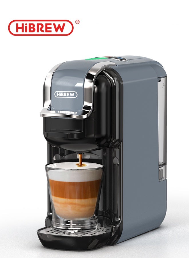 HiBREW ماكينة قهوة متعددة الكبسولات HiBREW 5 في 1 ساخن/بارد DG كابتشينو كبسولة نس ESE بود قهوة مطحونة كافيتيريا 20 بار H2B رمادي - Image 1