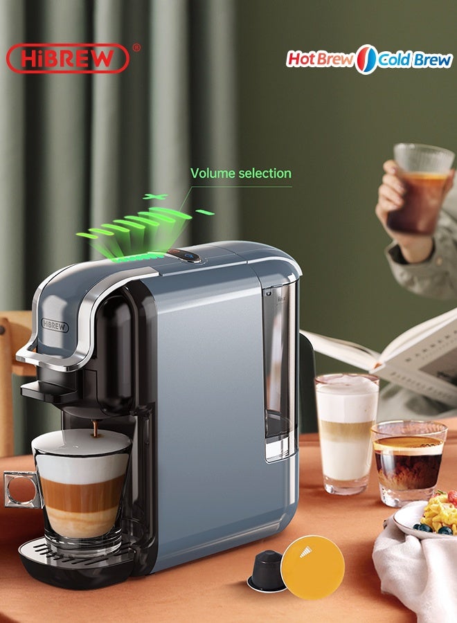 HiBREW ماكينة قهوة متعددة الكبسولات HiBREW 5 في 1 ساخن/بارد DG كابتشينو كبسولة نس ESE بود قهوة مطحونة كافيتيريا 20 بار H2B رمادي - Image 2