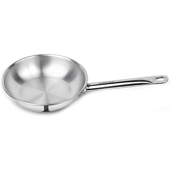 براديب مقلاة منزلية بدون غطاء، مصنوعة من 3 طبقات من الفولاذ المقاوم للصدأ، توزيع متساوي للحرارة، مقبض متين ومتوافق مع جميع مواقد الطهي، صحية وغير سامة، آمنة للاستخدام في غسالة الأطباق، سعة 32 لترًا - Image 1