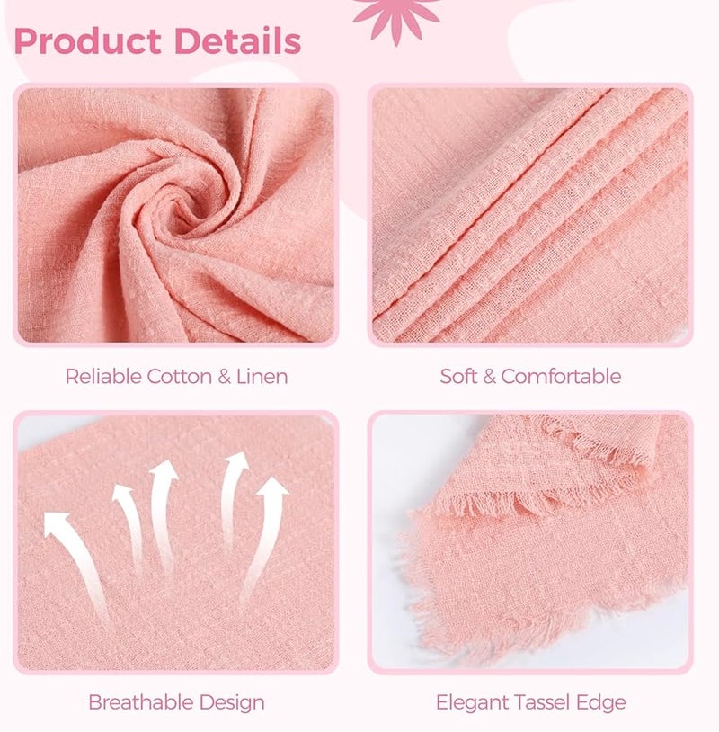 12 Pack Natural Cotton Linen Tassel Edge Table Napkins For Dining Party - Image 3