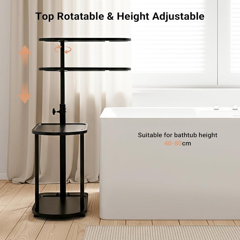 Cozi Adjustable Bamboo Bathtub Tray Table – 3-Layer Bath Board Shelf for Cups, Books, Tablets, and Bathroom Storage, Small Bathroom Table for Relaxing, Reading, and Home Organization - Image 4