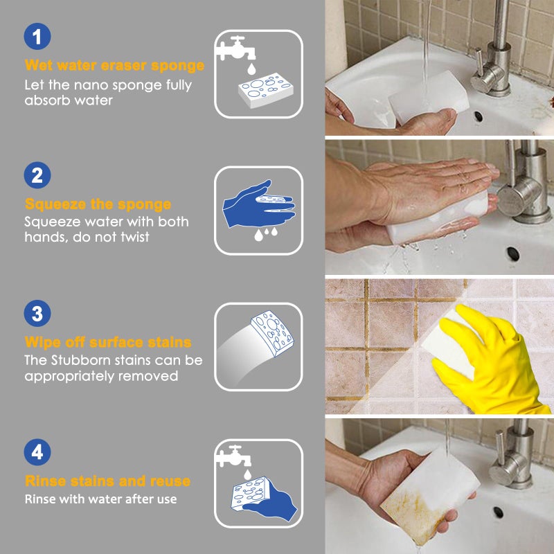 VACAIATU 10Pack Melamine Sponges For Multi-Purpose Cleaning - Tough  Durable Magic Sponge Erasers For Use On Sinks  Kitchen  Bathrooms  Walls  Floors  Bathtubs  Shoes  Furniture  Cars - Won'T Rip Easily. - Image 4