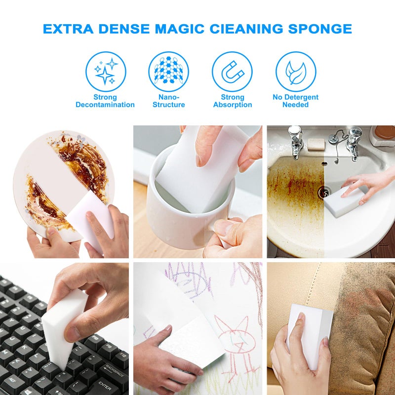 VACAIATU 10Pack Melamine Sponges For Multi-Purpose Cleaning - Tough  Durable Magic Sponge Erasers For Use On Sinks  Kitchen  Bathrooms  Walls  Floors  Bathtubs  Shoes  Furniture  Cars - Won'T Rip Easily. - Image 2