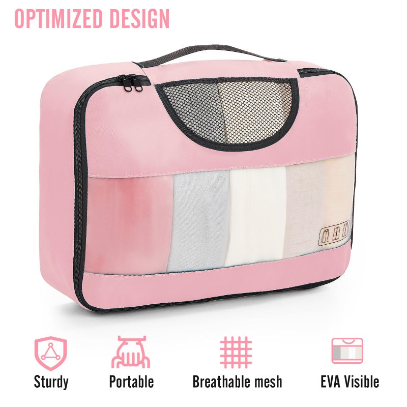 Veken 8 Set Packing Cubes for Travel Essentials, Pink Suitcase Organizer Bags in 4 Sizes, Carry-On Luggage Accessories with Large Laundry & Hanging Toiletry Bag, Must-Have for Airplane, Road Trip - Image 4