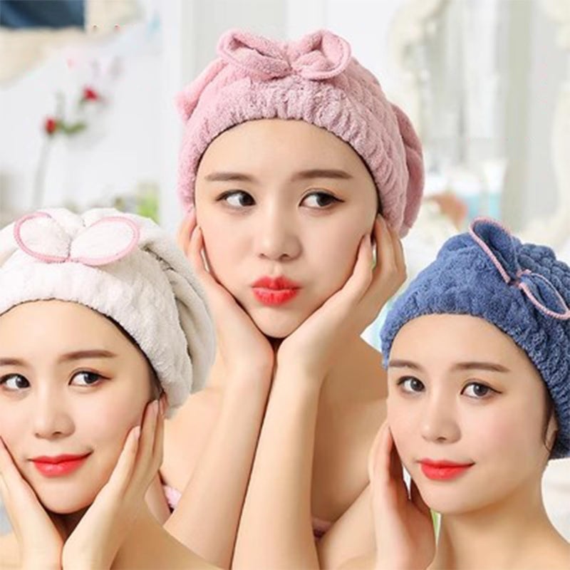 SIQITECHUK Cross product compatible Super Absorbent Hair Drying Cap Microfibre Hair Towel Wrap Women Coral Fleece Dry Hair Hat Turban Hair Towel Cap Shower Cap Quick Drying Bath Head Wrap for Ladies Girls Wet Hair Long Thick Curly Hair Upgraded general grade quality - Image 2