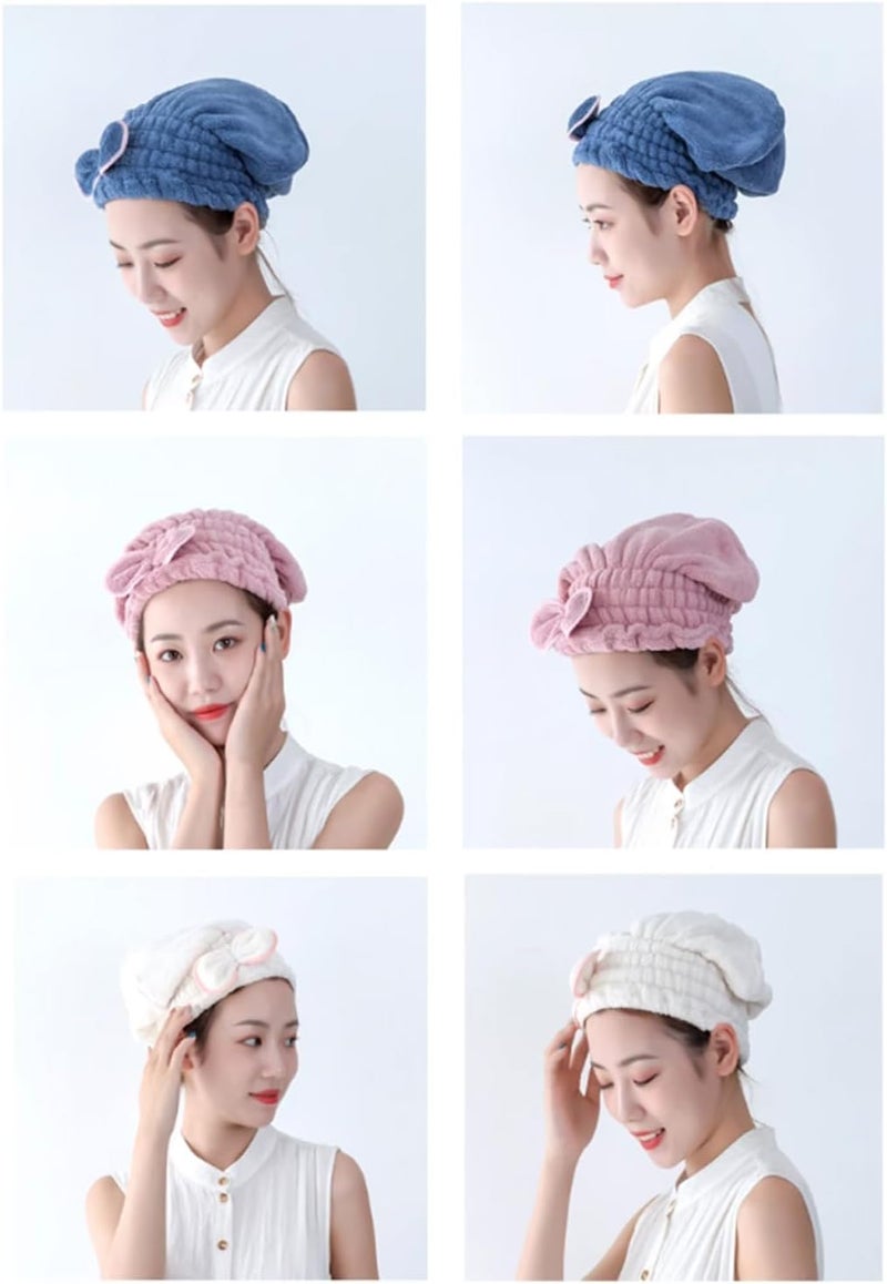 SIQITECHUK Cross product compatible Super Absorbent Hair Drying Cap Microfibre Hair Towel Wrap Women Coral Fleece Dry Hair Hat Turban Hair Towel Cap Shower Cap Quick Drying Bath Head Wrap for Ladies Girls Wet Hair Long Thick Curly Hair Upgraded general grade quality - Image 3