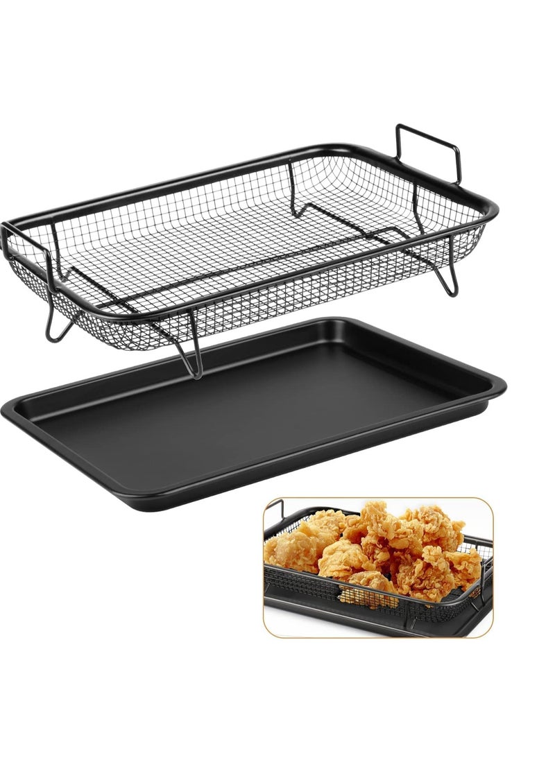 Air Fryer Basket for Oven, 37.5cm*29cm, Stainless Steel Roasting Oven Tray, Non-Stick Mesh Basket Set, Air Fryer Tray, Oven Rack Basket for Meat, Set of 2, Black - pzsku/Z7AB89436B79F556EBBC1Z/45/_/1736084896/b811b704-be70-4aad-a7ac-61099d2342e1