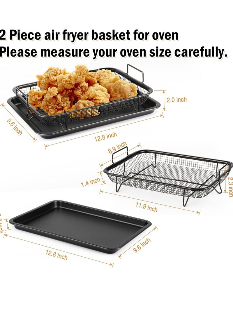 Air Fryer Basket for Oven, 37.5cm*29cm, Stainless Steel Roasting Oven Tray, Non-Stick Mesh Basket Set, Air Fryer Tray, Oven Rack Basket for Meat, Set of 2, Black - pzsku/Z7AB89436B79F556EBBC1Z/45/_/1736084906/083b0f99-0e1f-486a-9282-491f7a8d559e