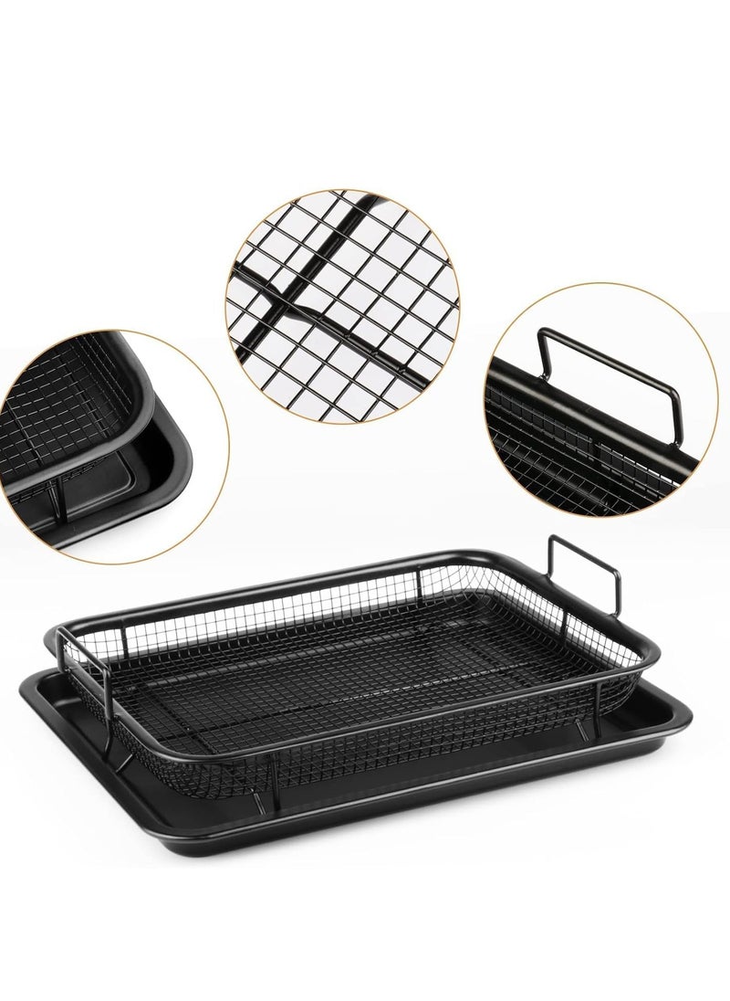 Air Fryer Basket for Oven, 37.5cm*29cm, Stainless Steel Roasting Oven Tray, Non-Stick Mesh Basket Set, Air Fryer Tray, Oven Rack Basket for Meat, Set of 2, Black - pzsku/Z7AB89436B79F556EBBC1Z/45/_/1736084906/61f85500-2184-4d43-88c9-6936e9d2bad8