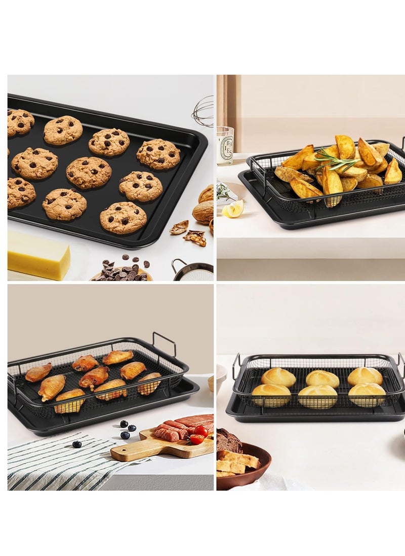 Air Fryer Basket for Oven, 37.5cm*29cm, Stainless Steel Roasting Oven Tray, Non-Stick Mesh Basket Set, Air Fryer Tray, Oven Rack Basket for Meat, Set of 2, Black - pzsku/Z7AB89436B79F556EBBC1Z/45/_/1736084916/8778166f-c62a-4d8d-95ab-d35d7edce300