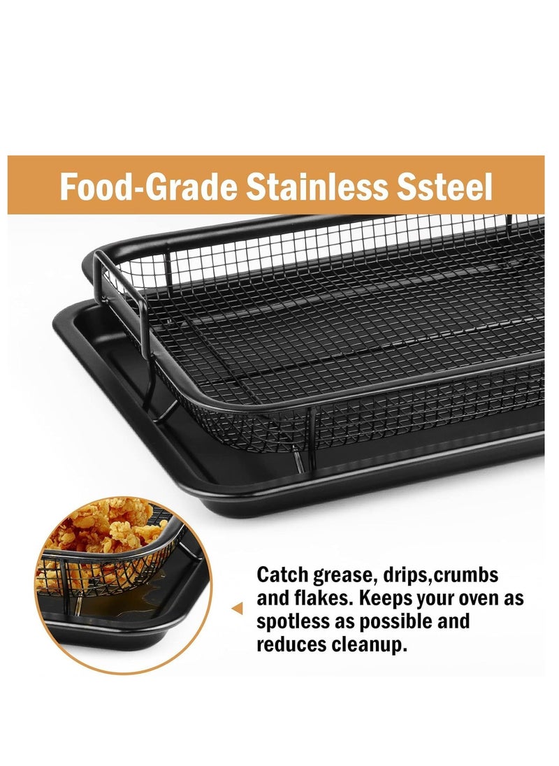 Air Fryer Basket for Oven, 37.5cm*29cm, Stainless Steel Roasting Oven Tray, Non-Stick Mesh Basket Set, Air Fryer Tray, Oven Rack Basket for Meat, Set of 2, Black - pzsku/Z7AB89436B79F556EBBC1Z/45/_/1736084926/8466e632-80af-4092-a720-97d3a84def26