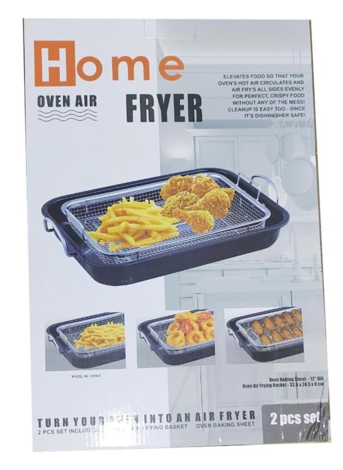 Air Fryer Basket for Oven, 37.5cm*29cm, Stainless Steel Roasting Oven Tray, Non-Stick Mesh Basket Set, Air Fryer Tray, Oven Rack Basket for Meat, Set of 2, Black - pzsku/Z7AB89436B79F556EBBC1Z/45/_/1736084937/7c8168ae-0279-4d23-add2-a5e6034b5c6e