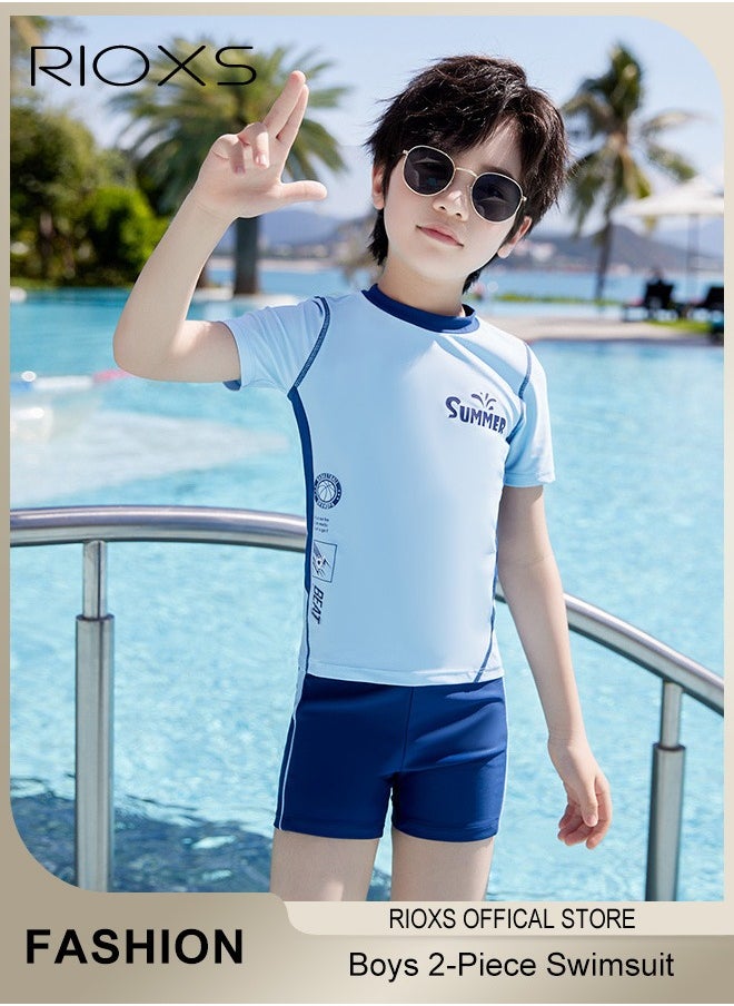 2-Piece Rash Guard Swimsuit for Boys, Moisture-wicking Breathable Swimming Costume Set, Fashionable Short Sleeve Swimwear, Made of Efficient Quick-drying and High-density Fabric, Suitable for Surfing, Diving, Swimming or Beach Activities - pzsku/Z7AB89BDD23C25A5EDB1BZ/45/_/1730875008/ced1dbfe-2bb3-4e08-8620-b0ac2e12506c