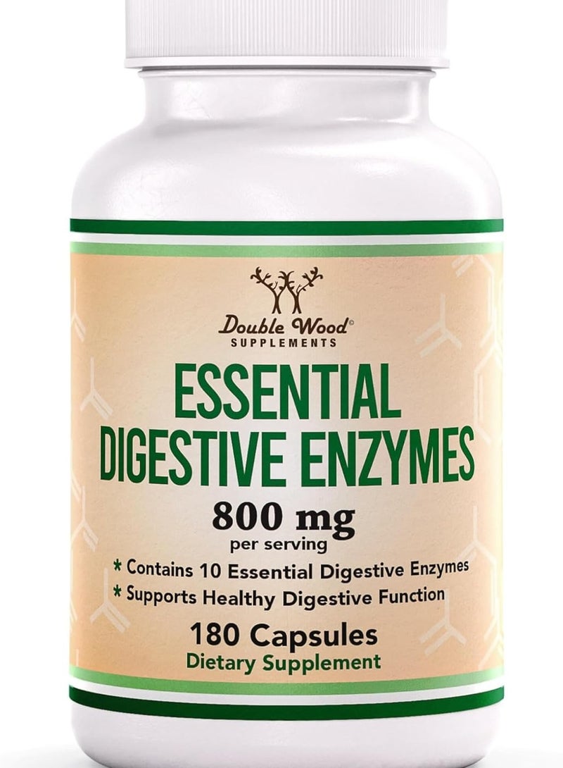 Double Wood Supplements Digestive Enzymes 800mg Blend of All 10 Most Essential Digestive and Pancreatic Enzymes 180 Capsules 3 months supply - Image 1
