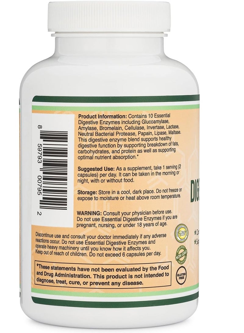 Double Wood Supplements Digestive Enzymes 800mg Blend of All 10 Most Essential Digestive and Pancreatic Enzymes 180 Capsules 3 months supply - Image 2