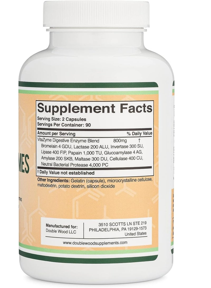 Double Wood Supplements Digestive Enzymes 800mg Blend of All 10 Most Essential Digestive and Pancreatic Enzymes 180 Capsules 3 months supply - Image 3