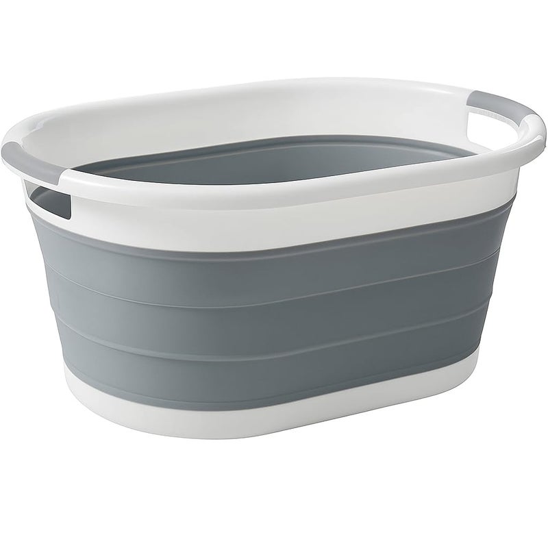VIROSA Oval Collapsible Laundry Basket - Foldable Storage Container/Organiser - Portable Washing Tub - Space Saving Laundry Hamper - Perfect For Laundry Bedroom Storage or Bathroom - Image 1