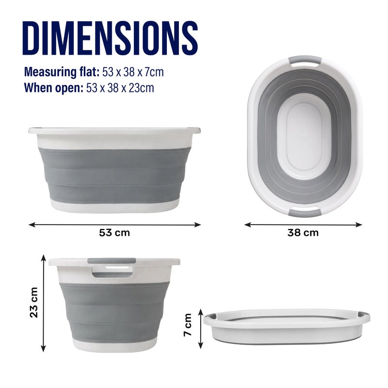 VIROSA Oval Collapsible Laundry Basket - Foldable Storage Container/Organiser - Portable Washing Tub - Space Saving Laundry Hamper - Perfect For Laundry Bedroom Storage or Bathroom - Image 2