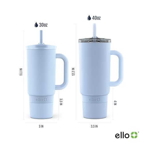 Ello Port 30oz Tumbler with Carry Loop & Integrated Handle, Vacuum Insulated Stainless Steel Reusable Water Bottle, Travel Mug with Leak Proof Lid & Straw, Perfect for Iced Coffee & Tea, Halogen Blue - Image 4
