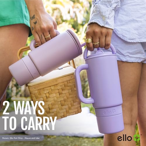 Ello Port 30oz Tumbler with Carry Loop & Integrated Handle, Vacuum Insulated Stainless Steel Reusable Water Bottle, Travel Mug with Leak Proof Lid & Straw, Perfect for Iced Coffee & Tea, Halogen Blue - Image 5