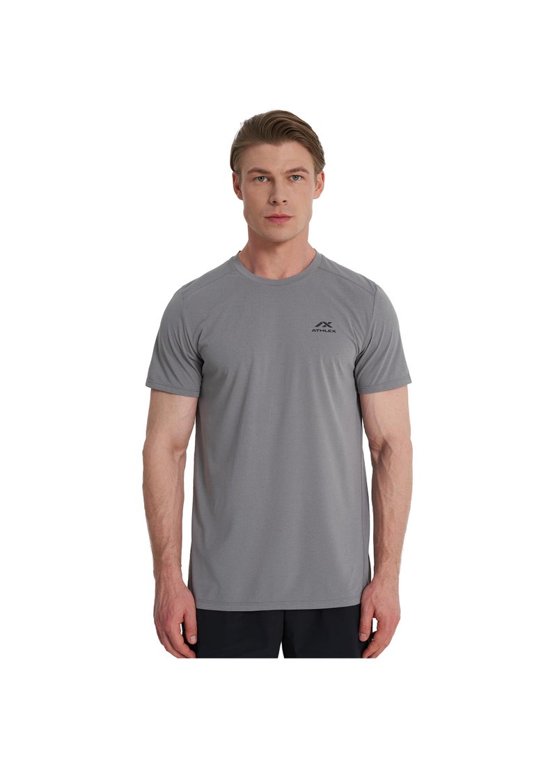 Athlex Men’s Motion Training T-Shirt Grey EU 46 – Quick-Dry, Moisture-Wicking Sportswear with Flat Seams for Gym Workouts & Outdoor Activities - Image 1