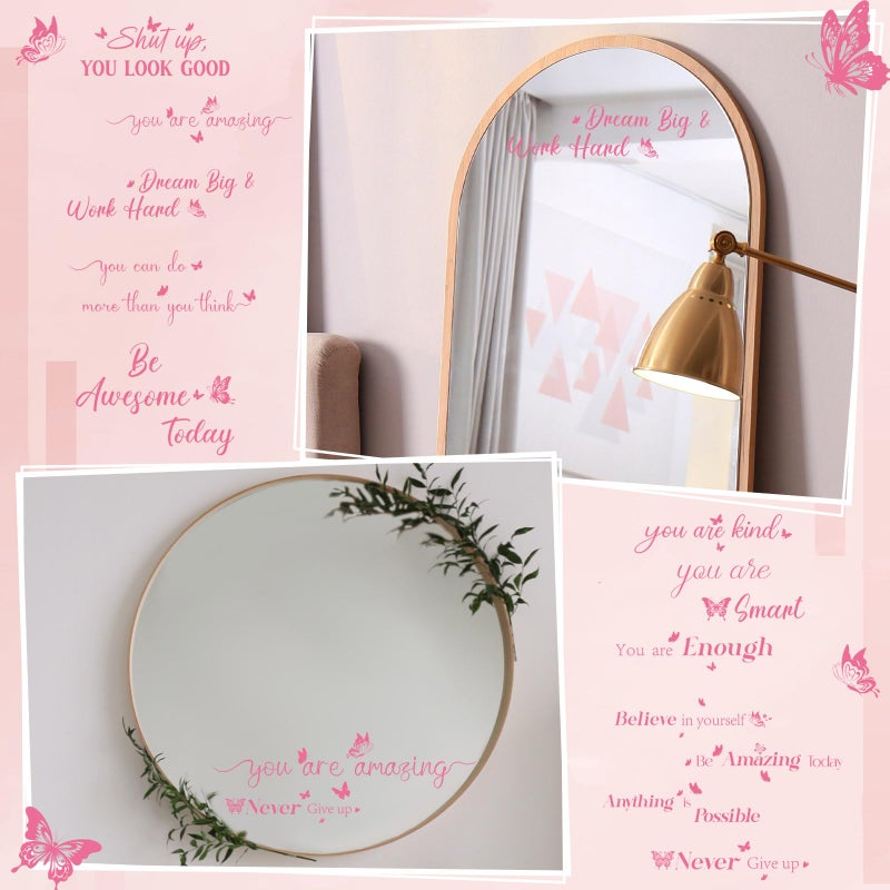 Geyoga 12 Pcs Inspirational Quote Mirror Decals Vinyl Positive Saying Affirmations Mirror Stickers Motivational Window Decals Peel and Stick for Home Office Staff Bathroom Wall Art(Cute Style) - Image 5