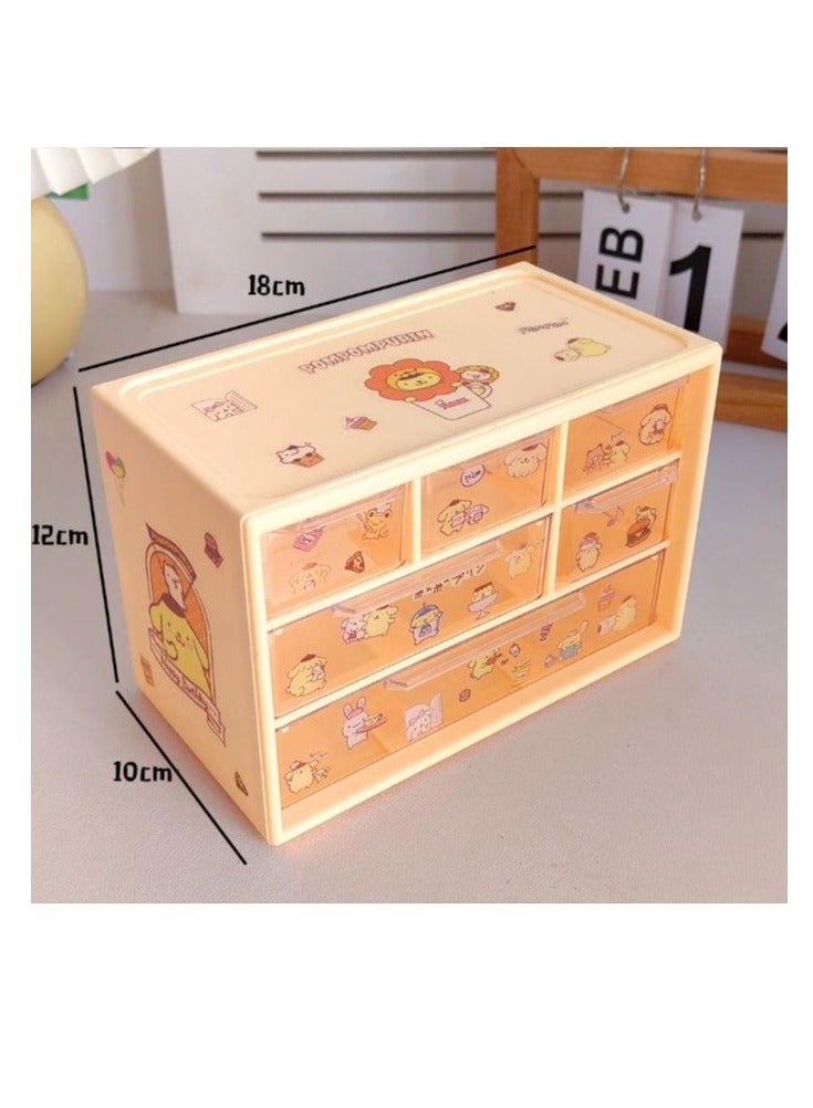 Golden Desk Organizer with 6 Drawers, Clear Plastic Desk Storage Box, Desktop Organization for Office Supplies, Gel Pens, Pencils, Markers, Tape, Erasers, Paperclips, Chargers and Gift beautiful stickers (Yellow-6 Draws)  - Image 2