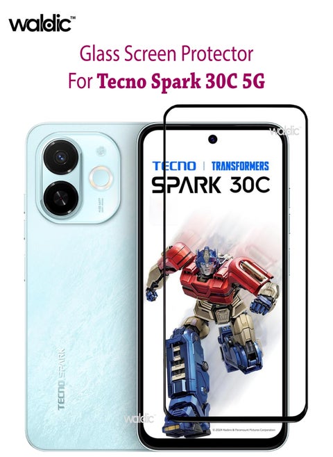 واقي شاشة تكنو سبارك 30 سي 5 جي | زجاج مقسى متوافق مع هاتف Tecno Spark 30C 5G | واقي شاشة عالي الجودة من الزجاج المقسى ومضاد للخدش من الحافة إلى الحافة مع مجموعة أدوات سهلة التركيب - أسود