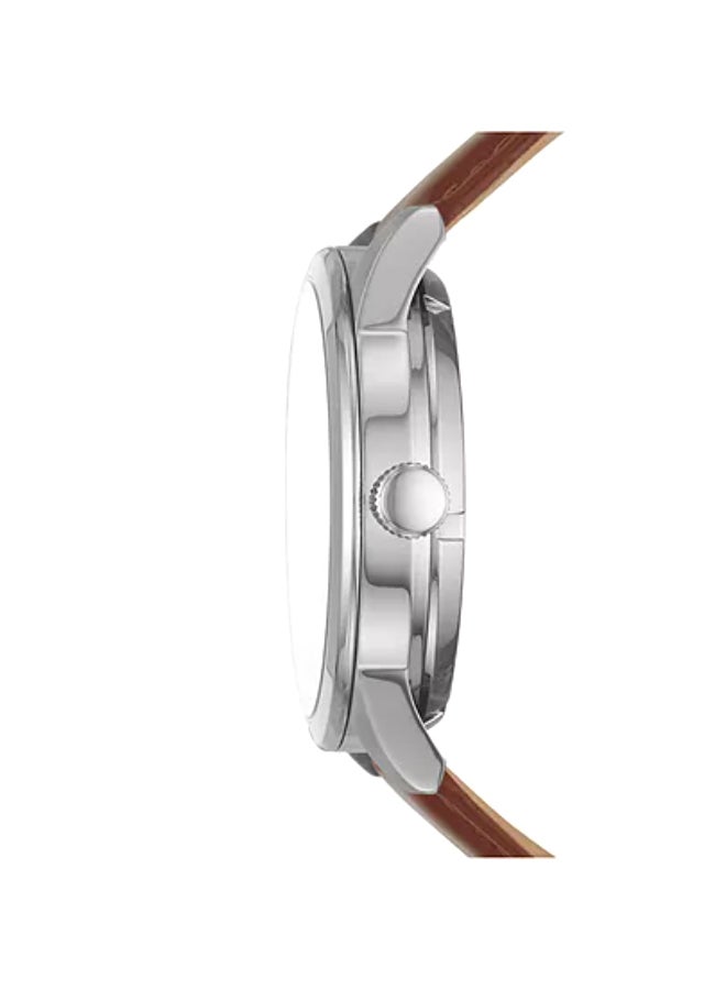 FOSSIL Men Men's Automatic Watch Stainless Steel Leather Strap - BQ2386 - 40mm - Image 4