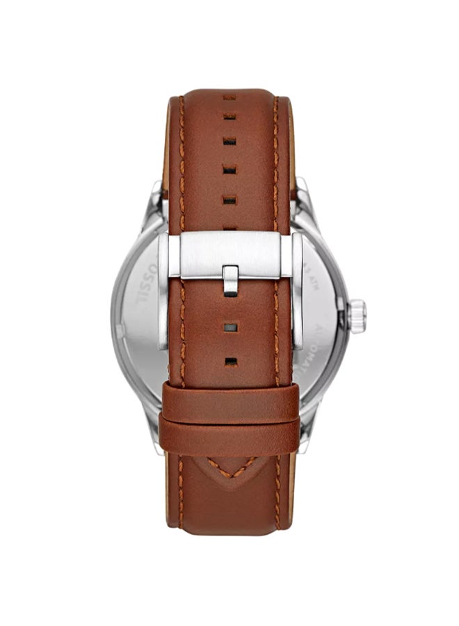 FOSSIL Men Men's Automatic Watch Stainless Steel Leather Strap - BQ2386 - 40mm - Image 3
