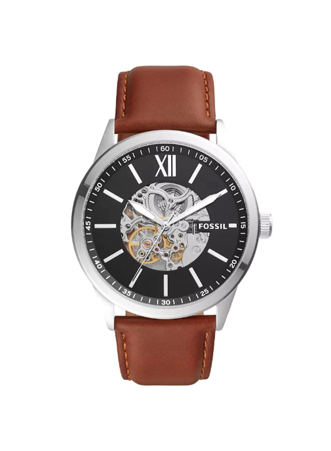 FOSSIL Men Men's Automatic Watch Stainless Steel Leather Strap - BQ2386 - 40mm - Image 1