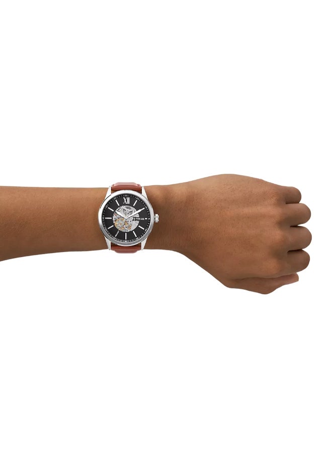 FOSSIL Men Men's Automatic Watch Stainless Steel Leather Strap - BQ2386 - 40mm - Image 2