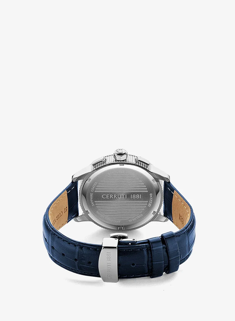 شيروتي 1881 Men's Round Shape Leather Band Analog Wrist Watch 44 mm - White Dial - CIWGF2224901
