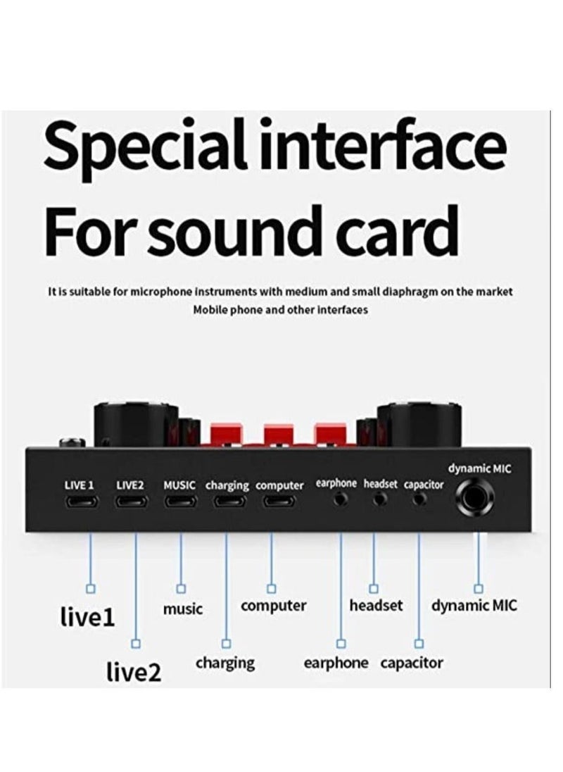 BGM Live Streaming Sound Adapter Phone Laptop Microphone Multi-Function High Sound Quality Intelligent Compatibility Sound Adapter  - Image 2