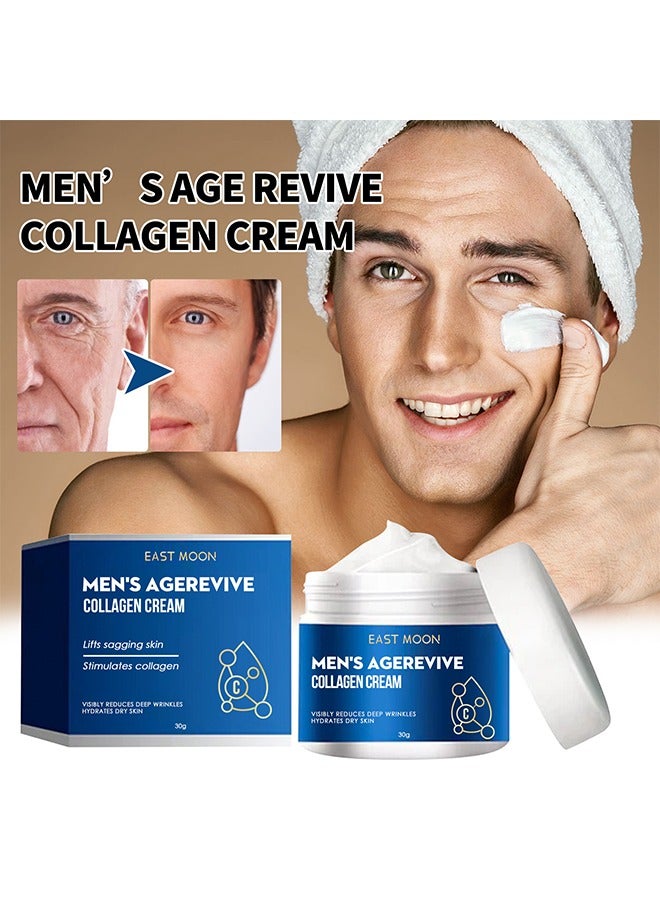 East Moon Men's Agerevive Collagen Cream, Fade Fine Lines, Tighten Skin, Age Rewind Wrinkles Smoothing Gel, Day & Night Skin Care Moisturizing and Tightening Lotion 30g - Image 1
