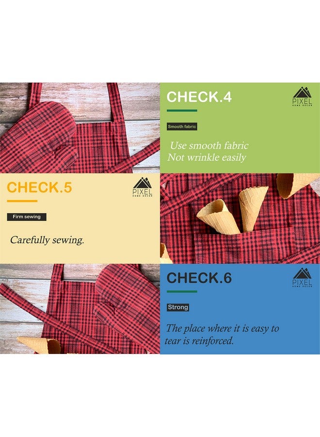 PIXEL HOME DECOR PIXEL HOME Cotton Apron With Front Center Pocket With Ends (Red Stripe Apron) - Image 5