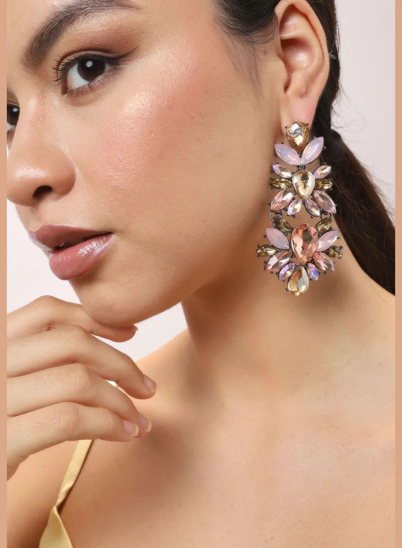 SOHI Gold Plated Party Designer Stone Drop Earring For Women