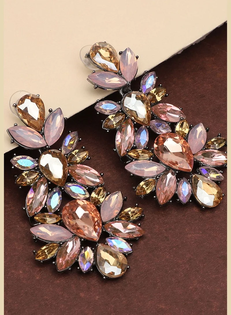 SOHI Gold Plated Party Designer Stone Drop Earring For Women