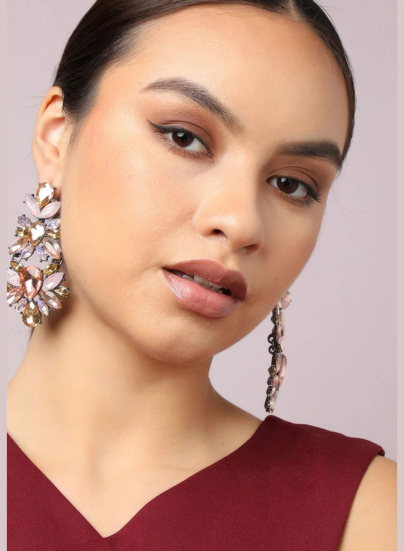 SOHI Gold Plated Party Designer Stone Drop Earring For Women